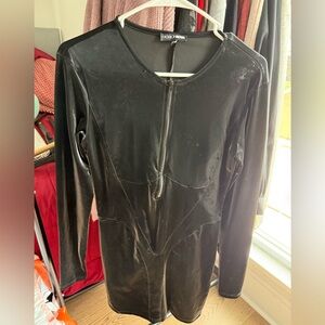 Fashion Nova Black Faux Leather Dress